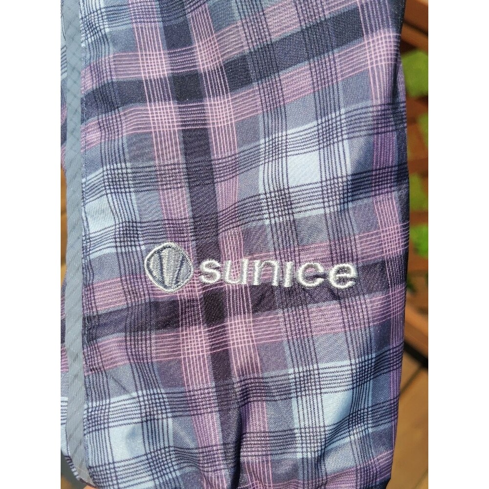 Sunice Purple & Gray Plaid Quarter Zip Pullover Weather Windbreaker Size Medium - Picture 5 of 14